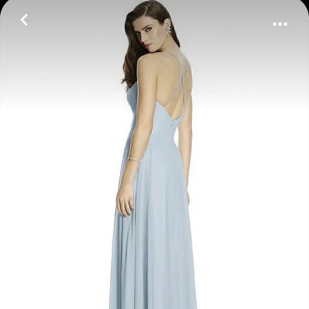 Dessy Collection Mist Blue Criss Cross Backless Maxi Dress Sz 10
